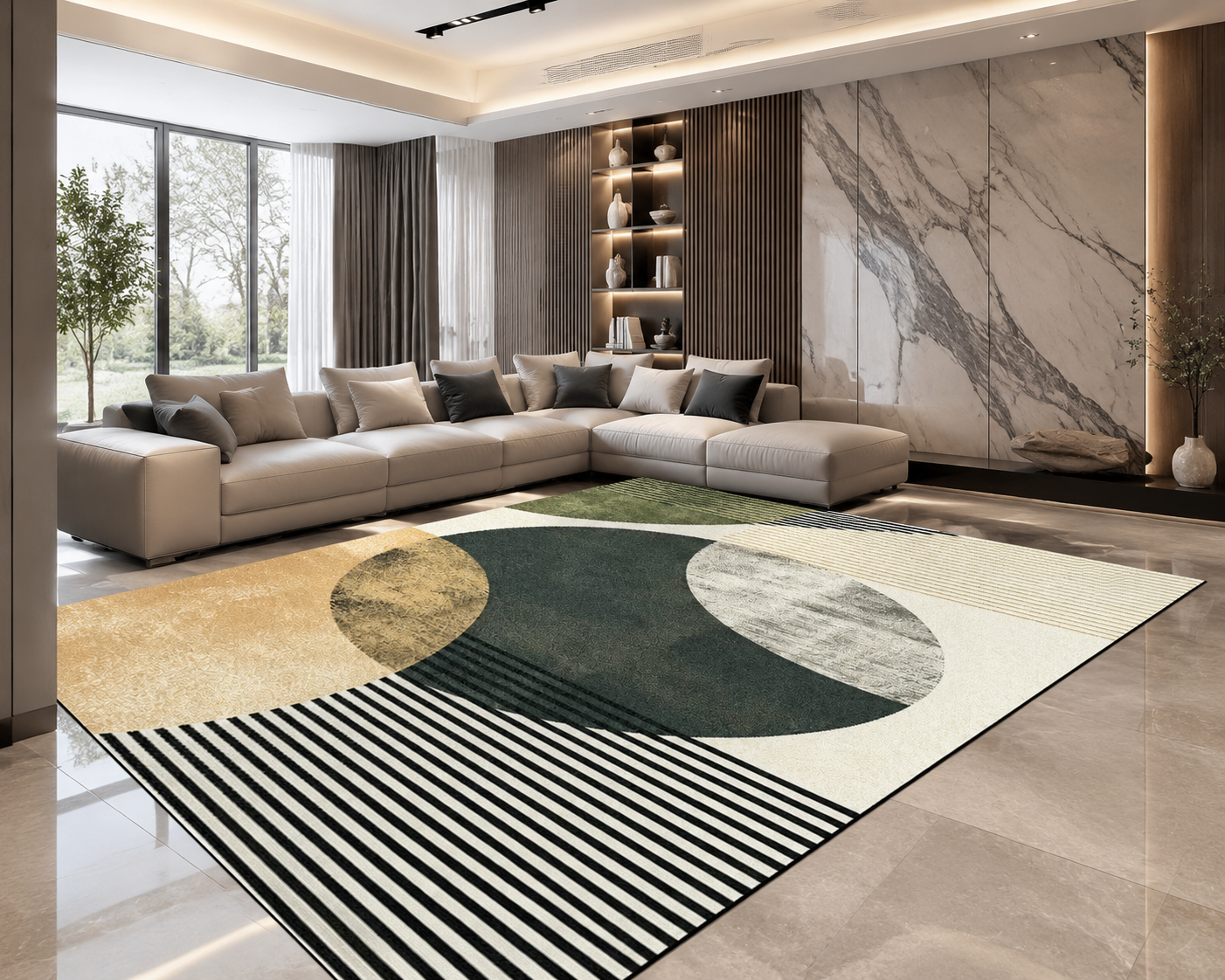 Modern Polyester Area Rug – Anti-Slip