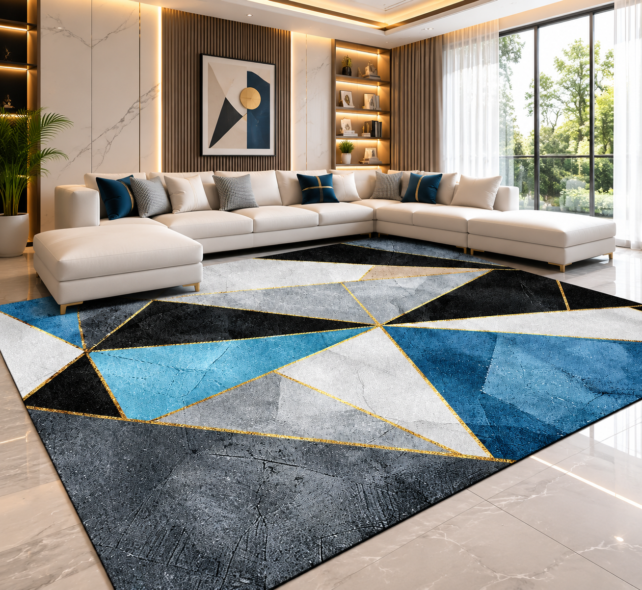 Modern Polyester Area Rug – Anti-Slip