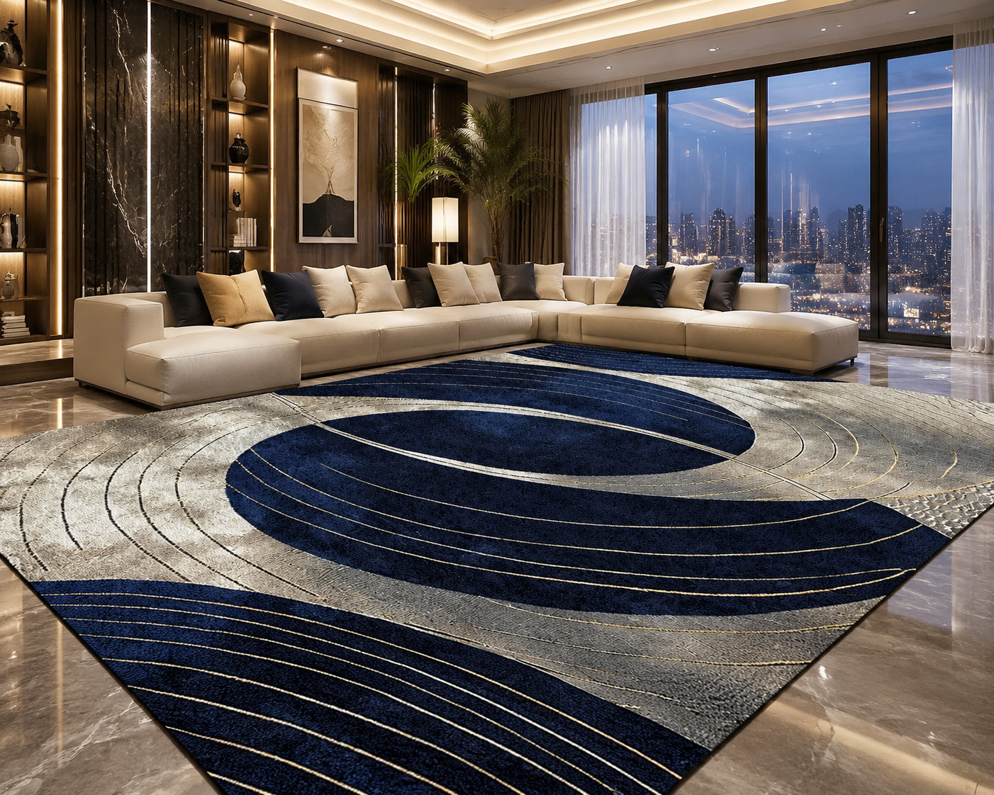 Modern Polyester Area Rug – Anti-Slip