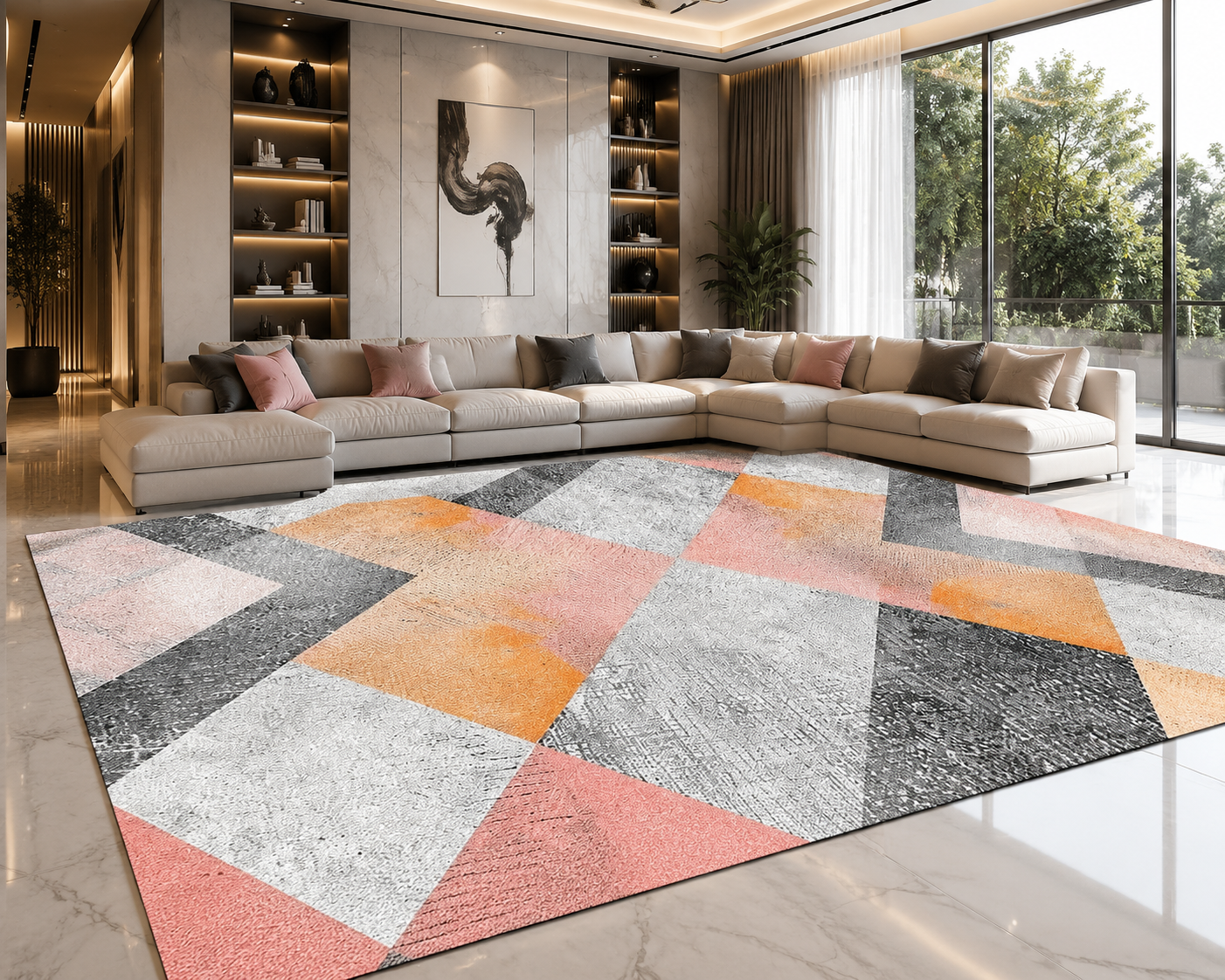 Modern Polyester Area Rug – Anti-Slip