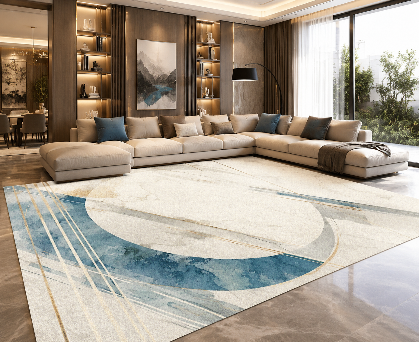Modern Polyester Area Rug – Anti-Slip