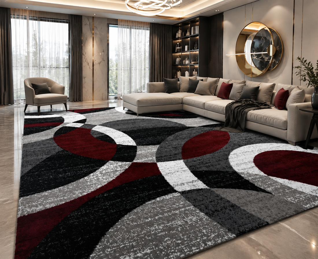 Persian-Style Printed Area Rug – Flannel, Machine Made