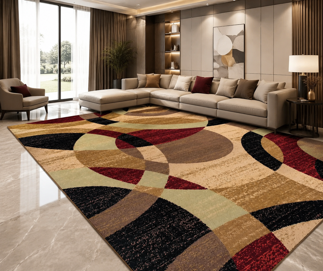 Persian-Style Printed Area Rug – Flannel, Machine Made