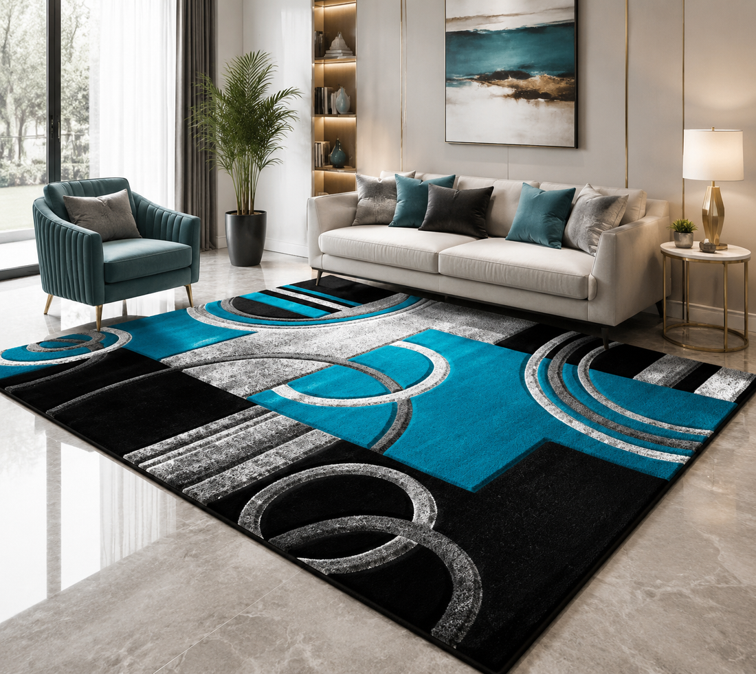 Persian-Style Printed Area Rug – Flannel, Machine Made