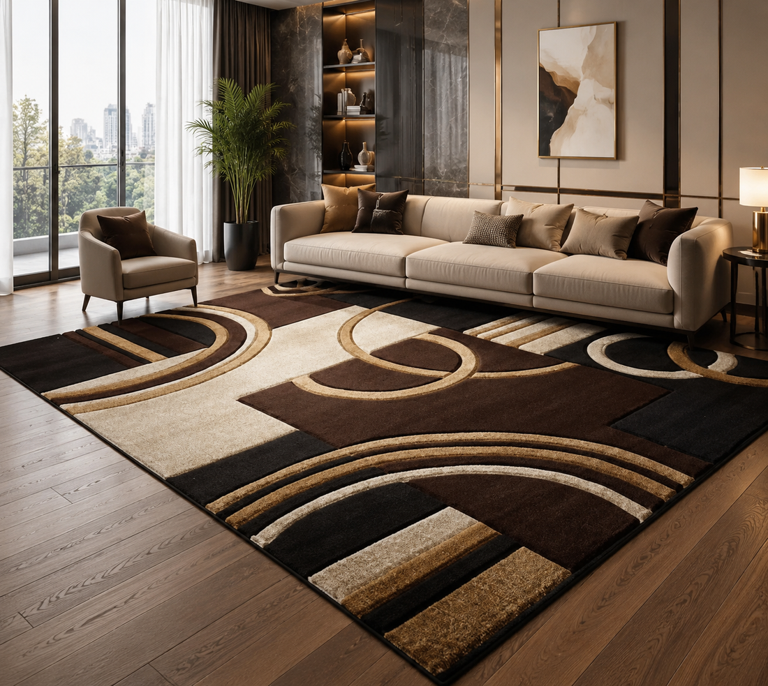 Persian-Style Printed Area Rug – Flannel, Machine Made