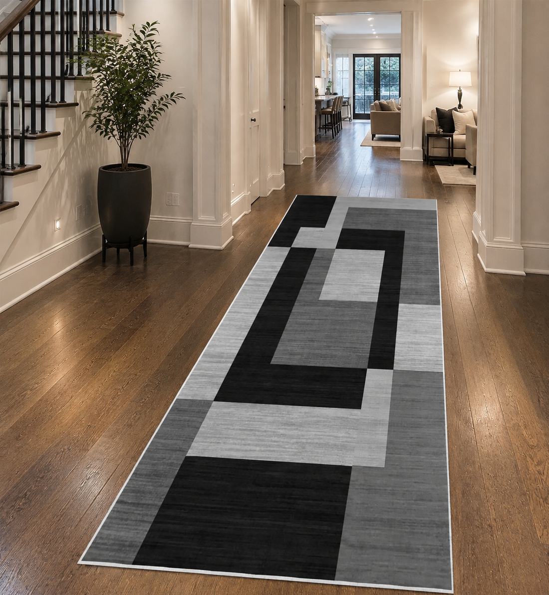 Geometric Crystal Velvet Area Rug – Anti-Slip