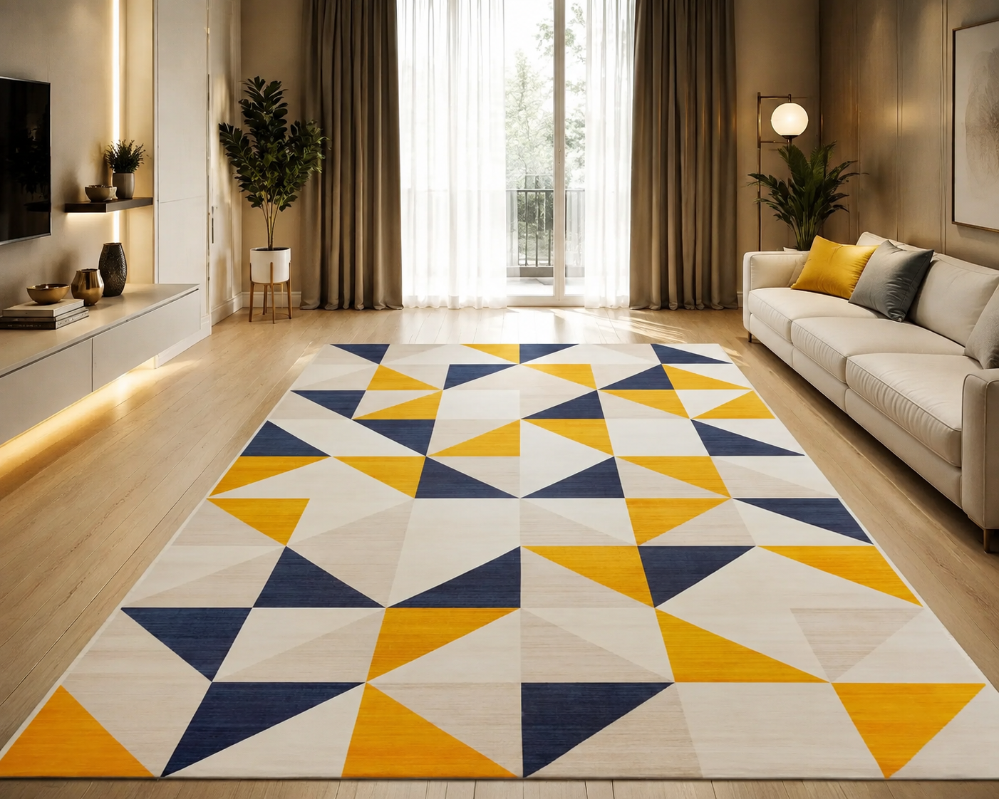 Geometric Crystal Velvet Area Rug – Anti-Slip