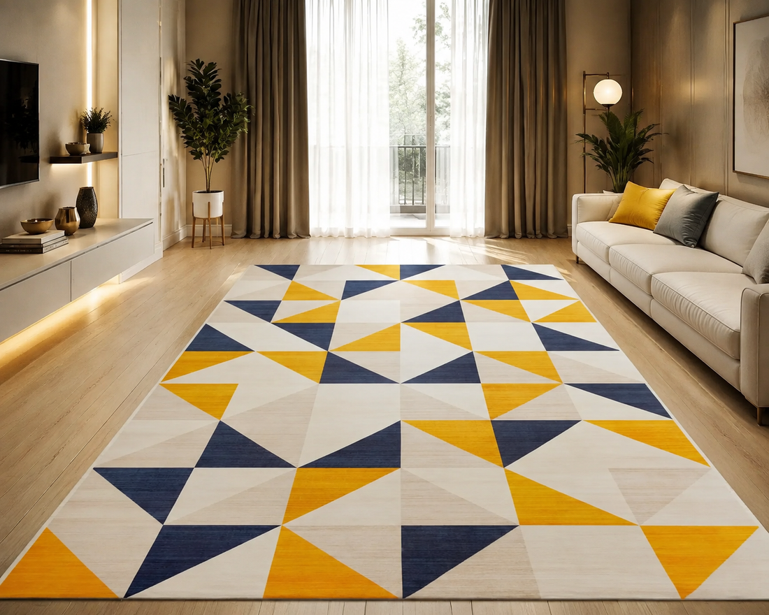 Geometric Crystal Velvet Area Rug – Anti-Slip