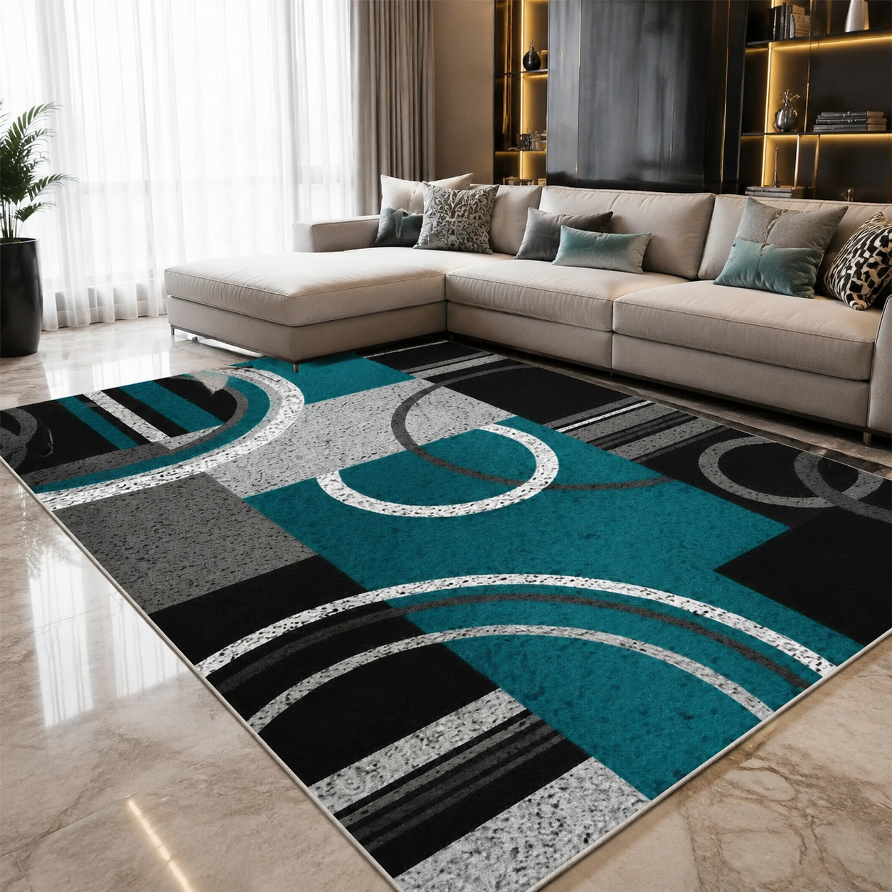 Nordic Abstract Geometric Felt Rug