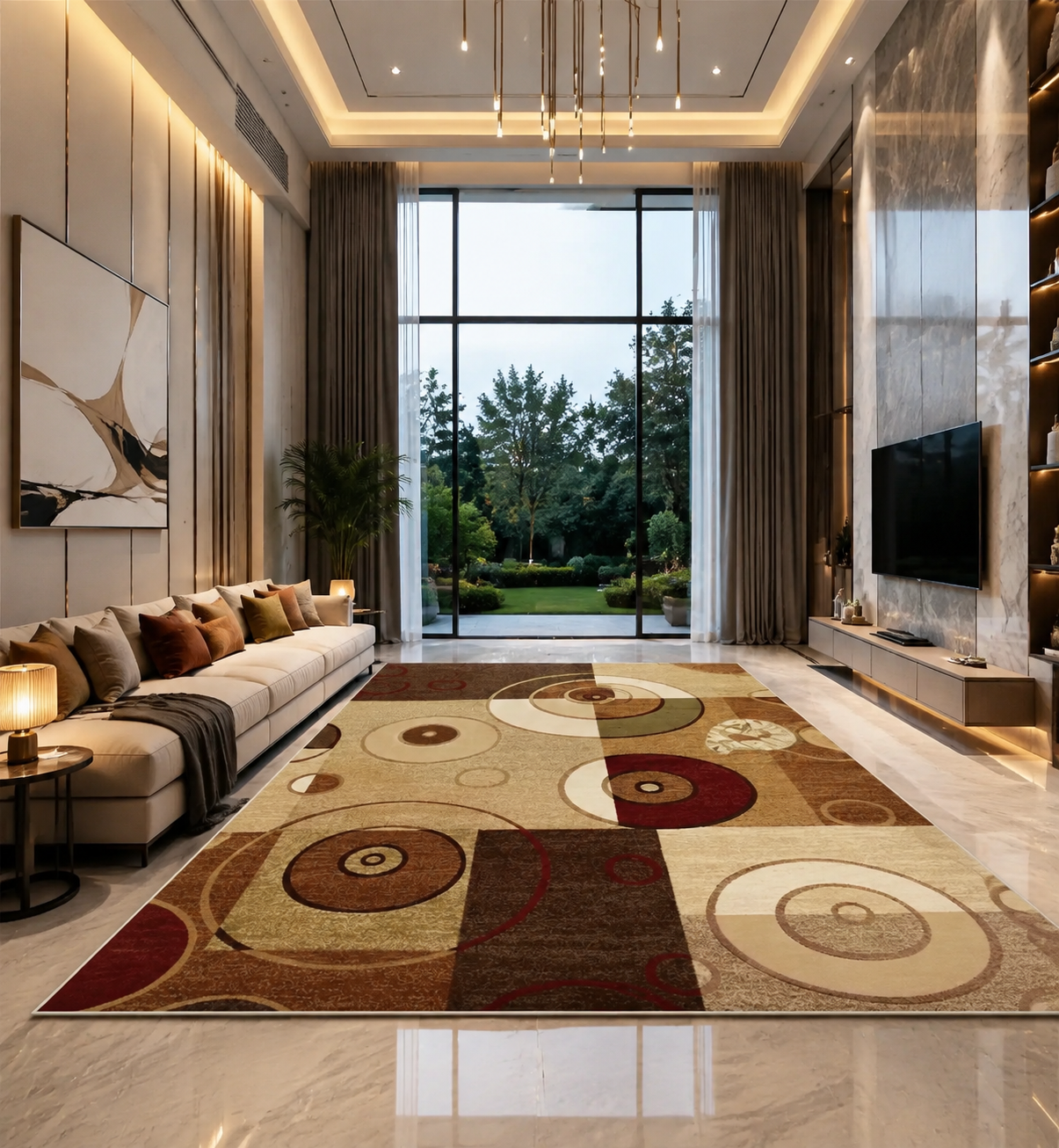 Nordic Abstract Geometric Felt Rug
