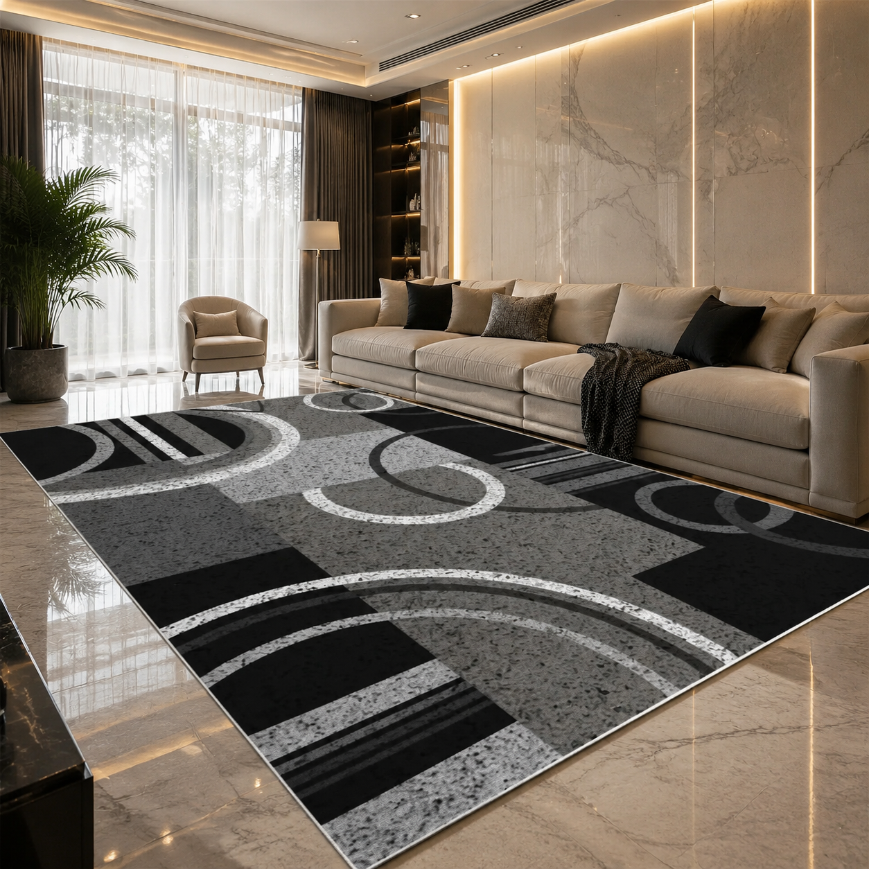 Nordic Abstract Geometric Felt Rug