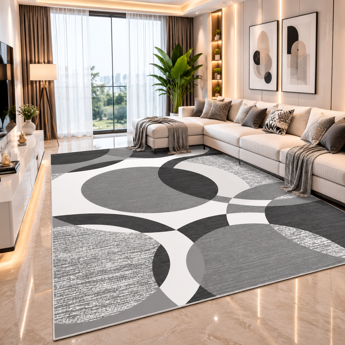 Nordic Abstract Geometric Felt Rug