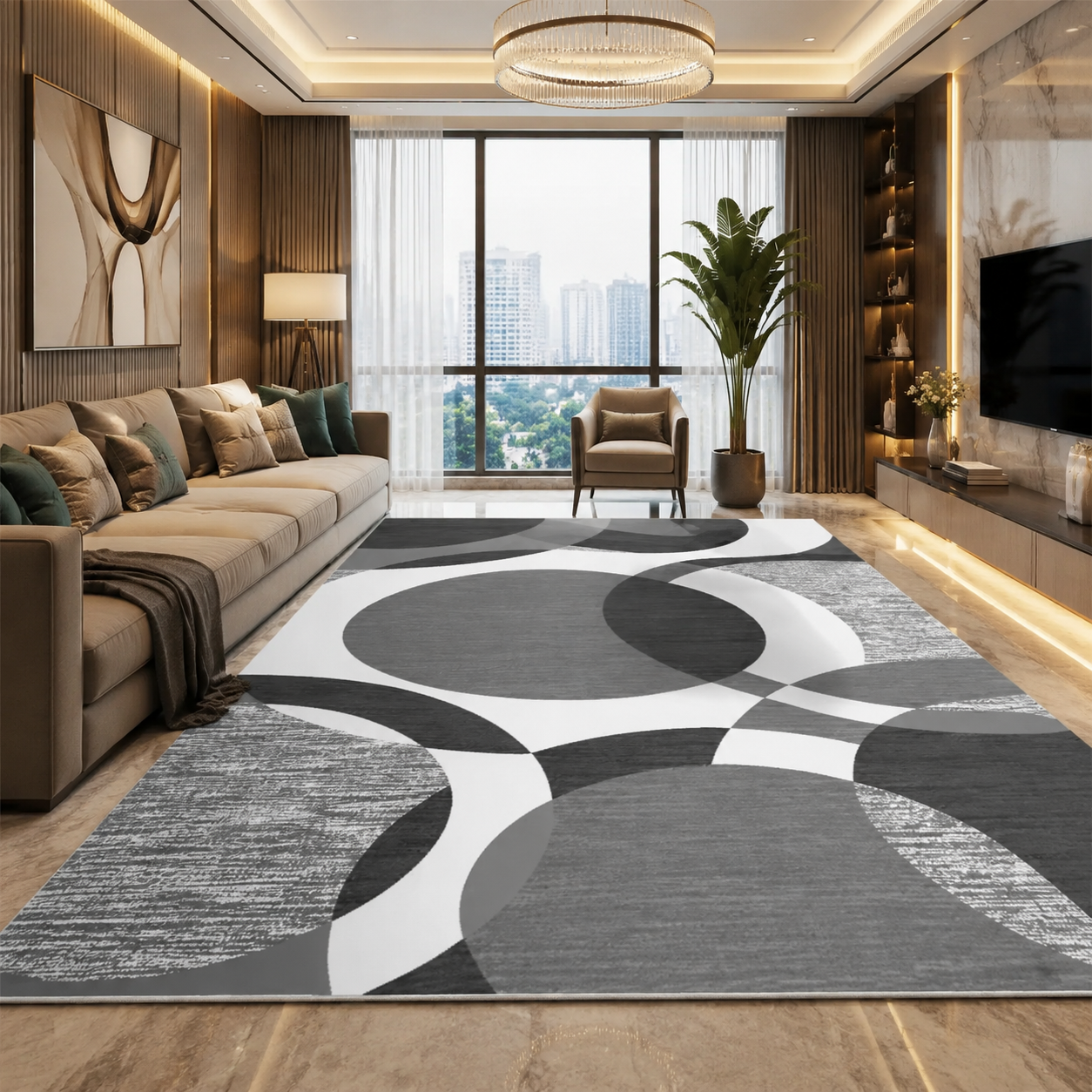 Nordic Abstract Geometric Felt Rug
