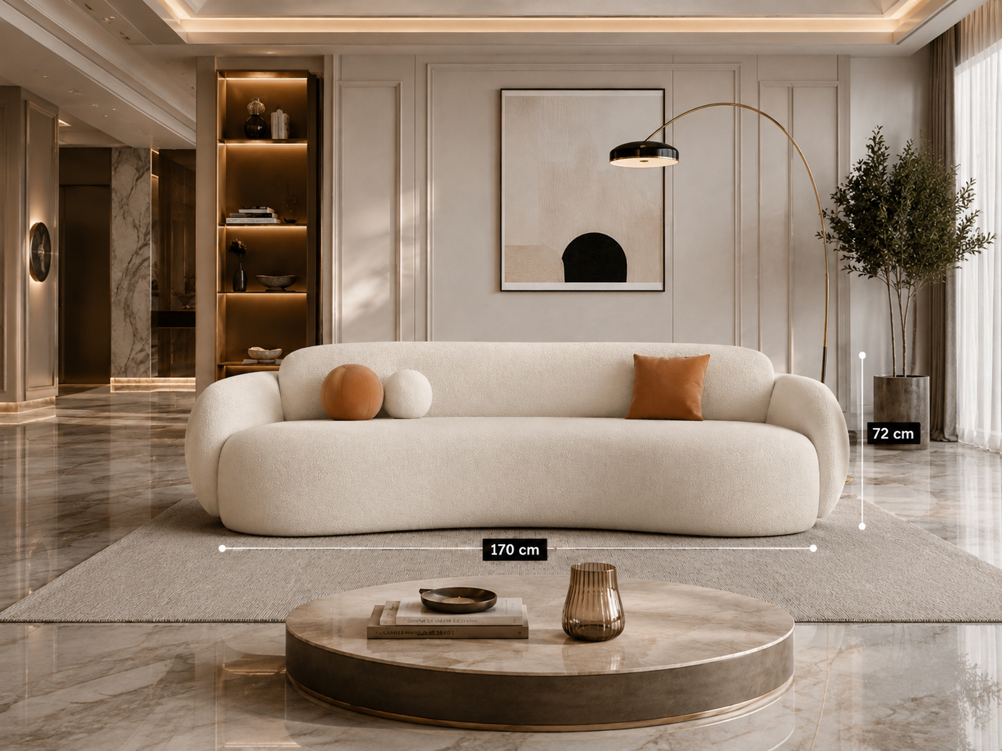 Modern Cream Curved Lounge Sofa