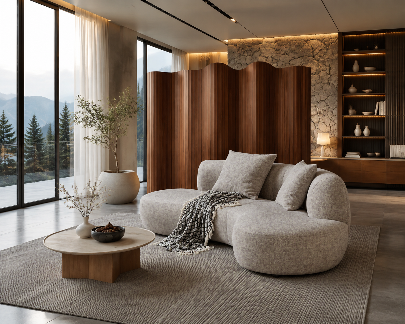 Luxury Cream Curved Sectional Sofa
