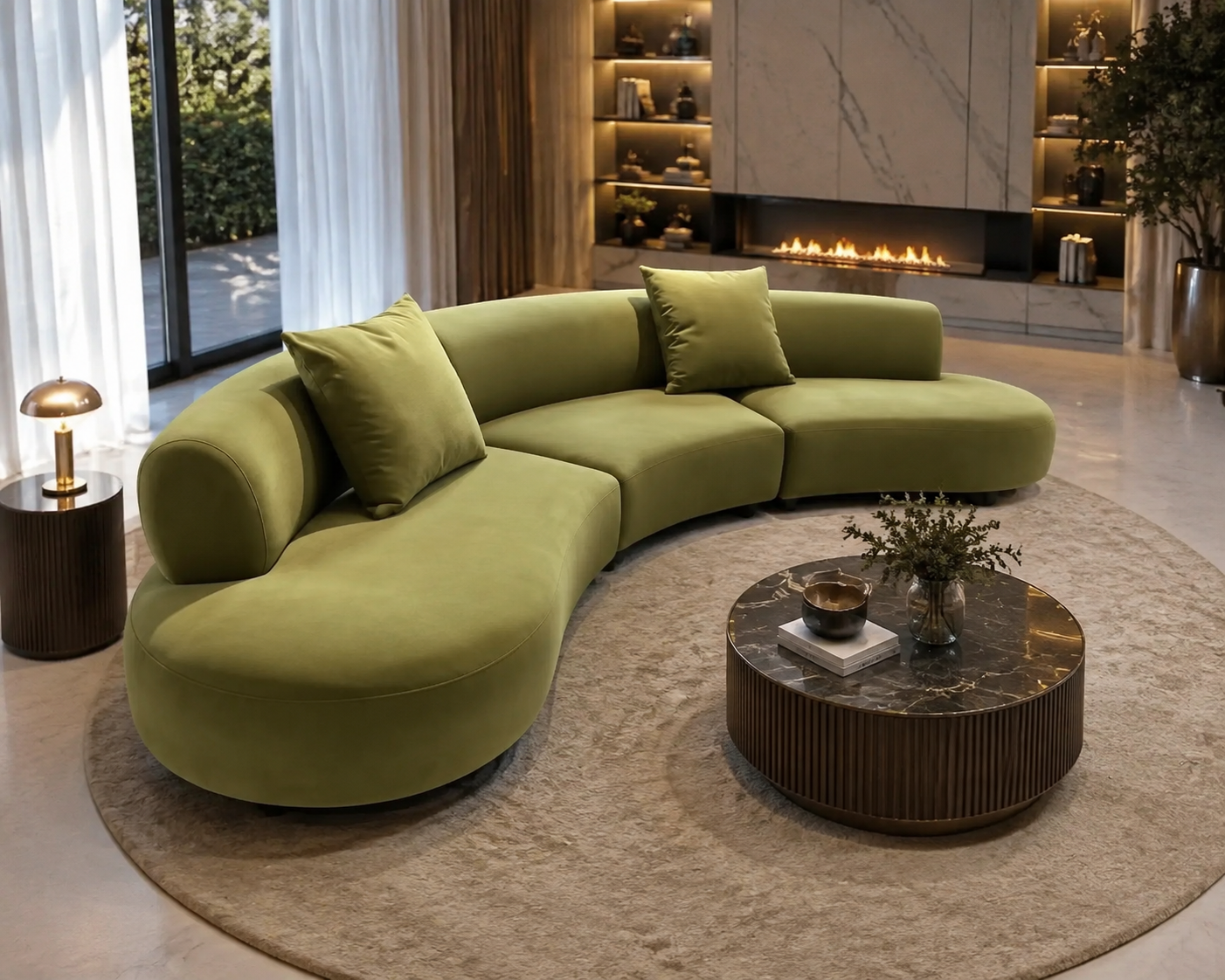 Luxury Cream Curved Sectional Sofa