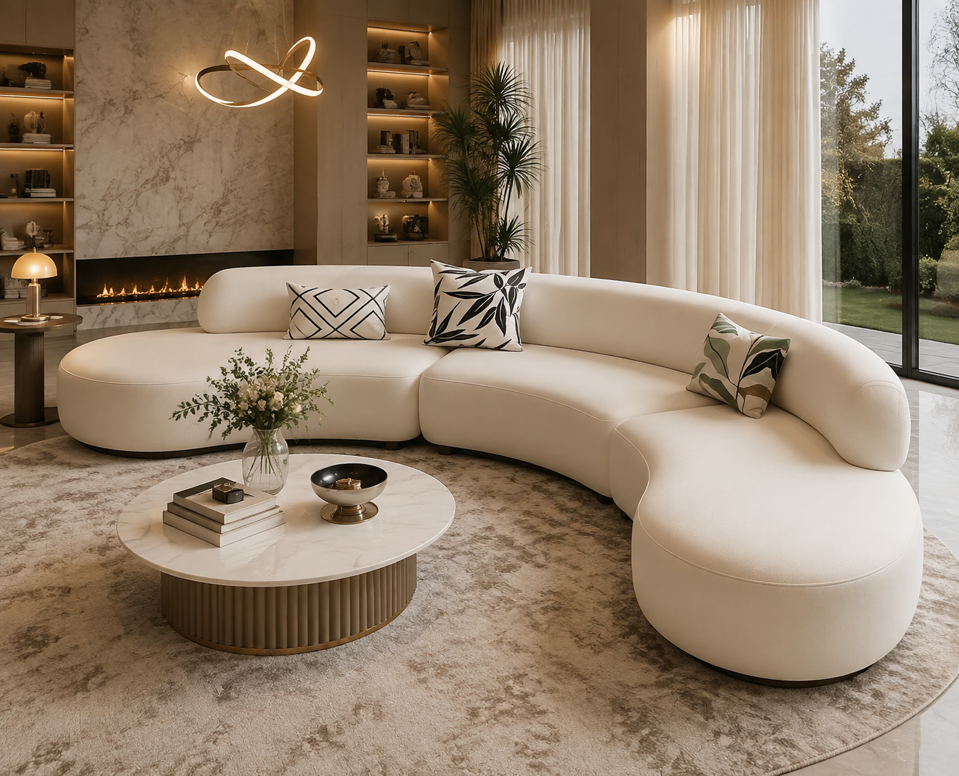 Luxury Cream Curved Sectional Sofa