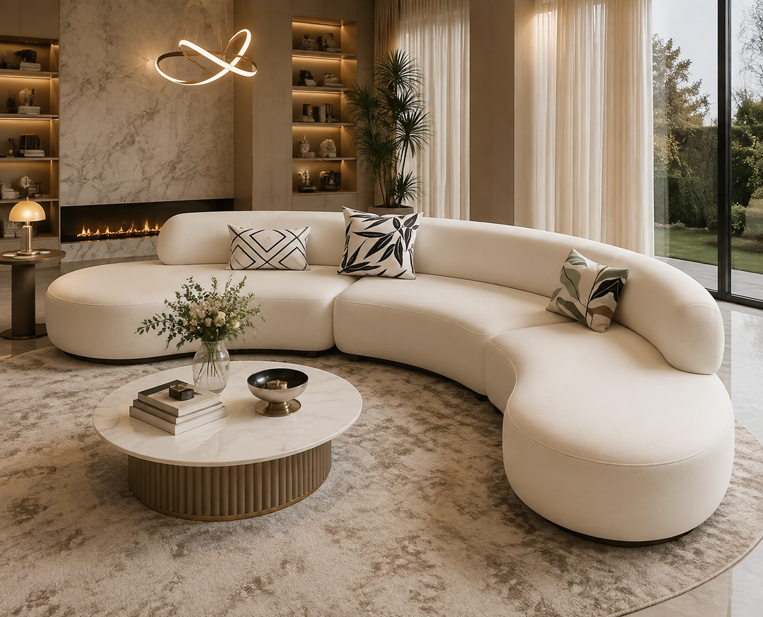 Luxury Cream Curved Sectional Sofa