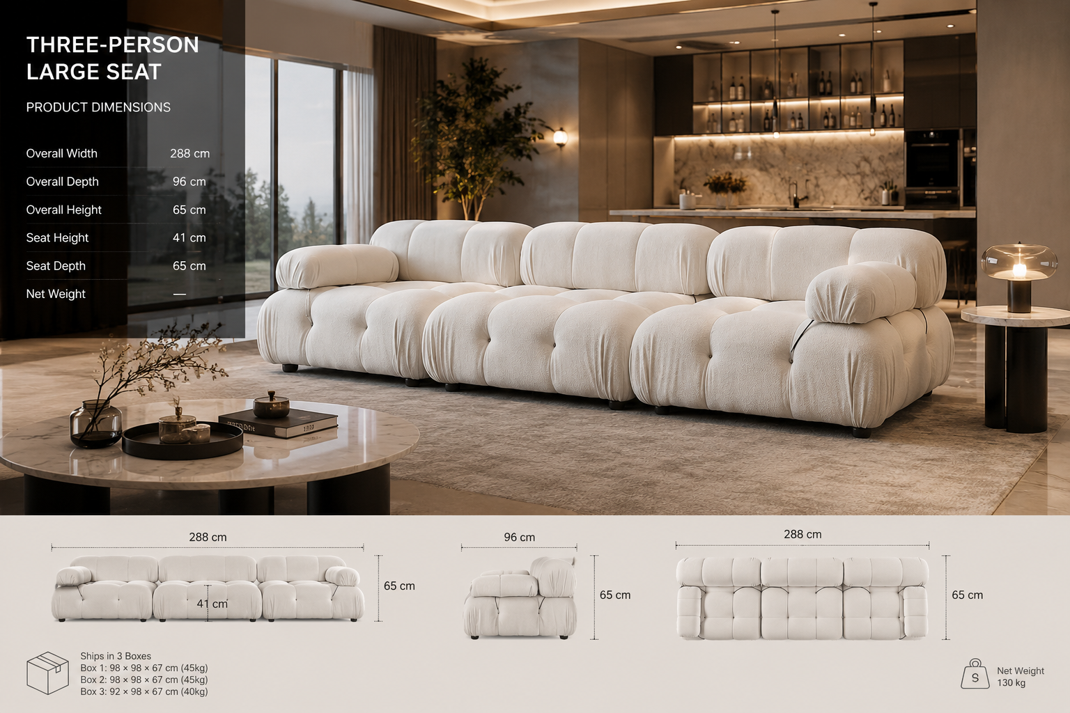 Cream Teddy Modular Sectional Sofa