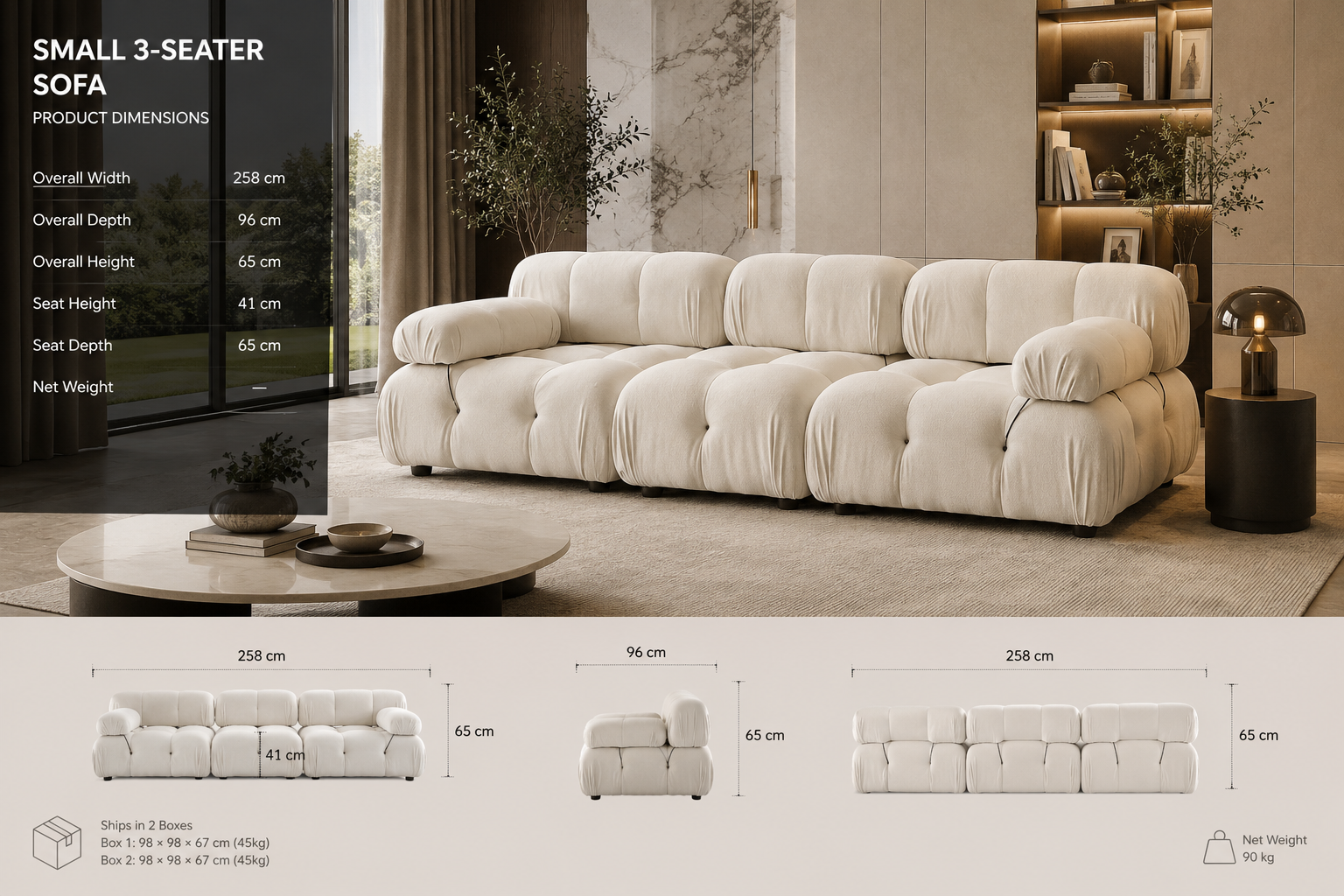 Cream Teddy Modular Sectional Sofa