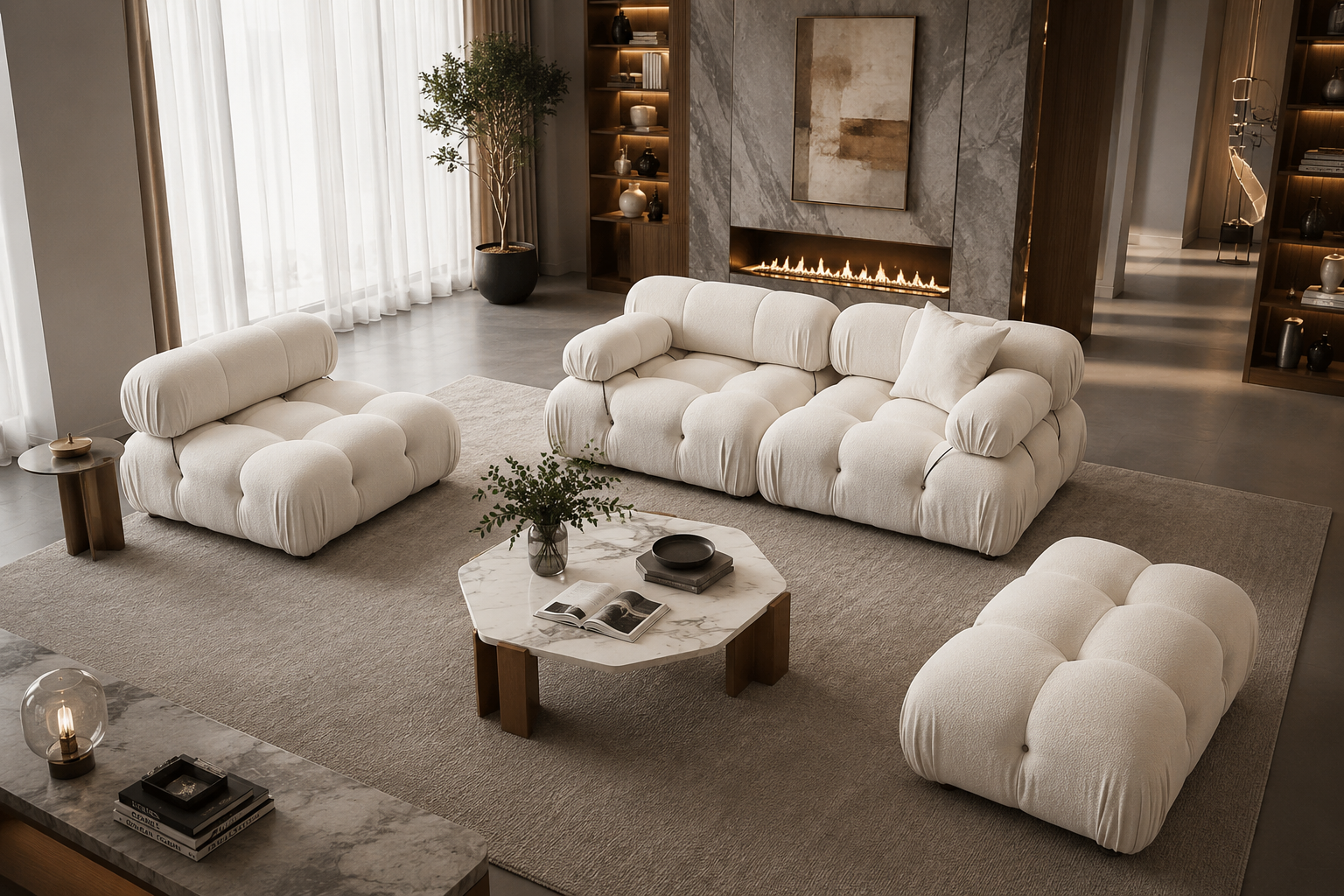 Cream Teddy Modular Sectional Sofa