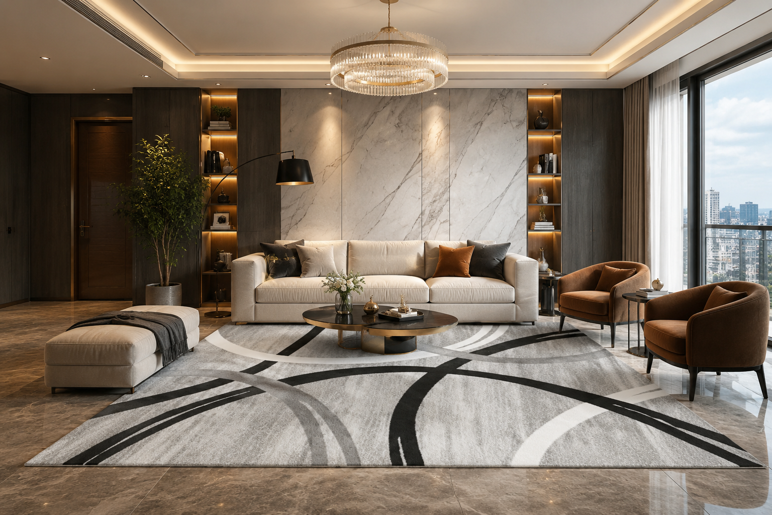 Modern Geometric Flannel Area Rug