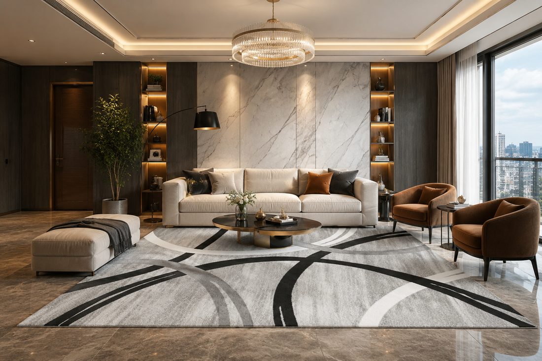 Modern Geometric Flannel Area Rug