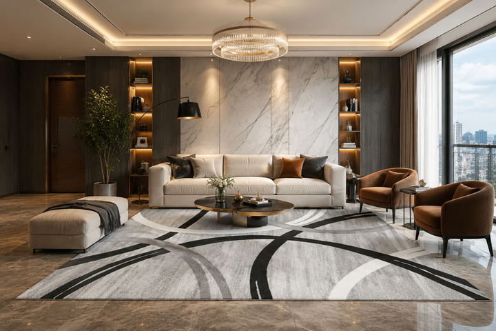 Modern Geometric Flannel Area Rug