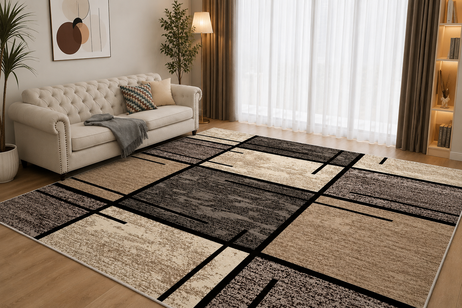 Modern Geometric Flannel Area Rug