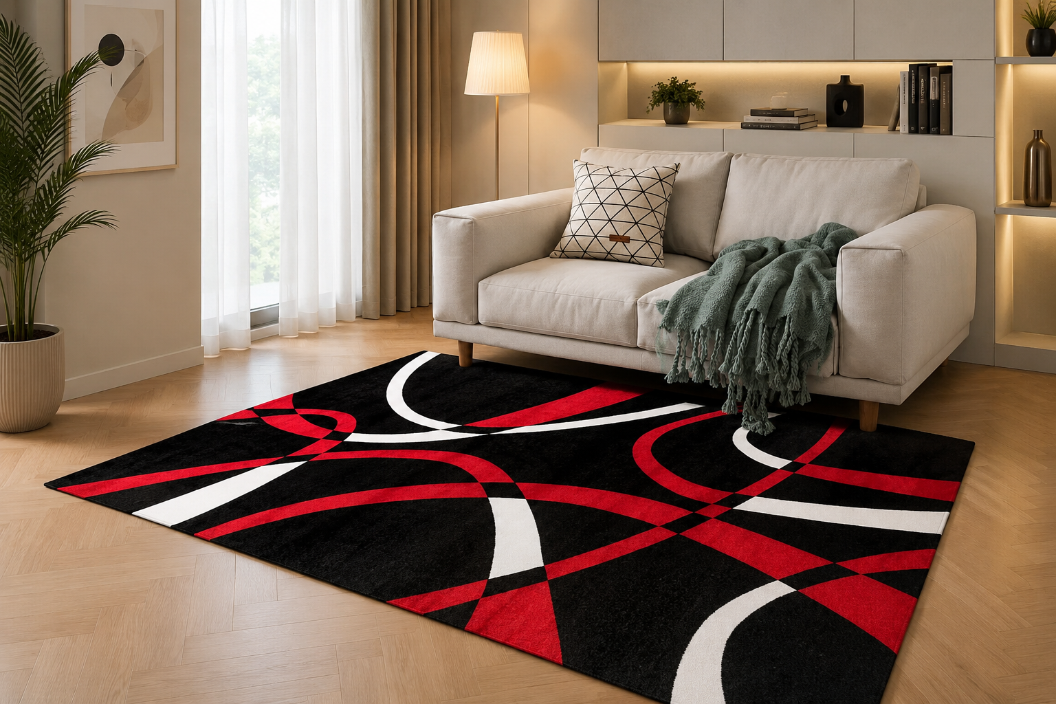 Modern Geometric Flannel Area Rug