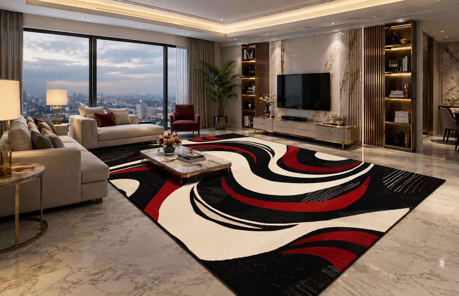 Abstract Swirl Area Rug
