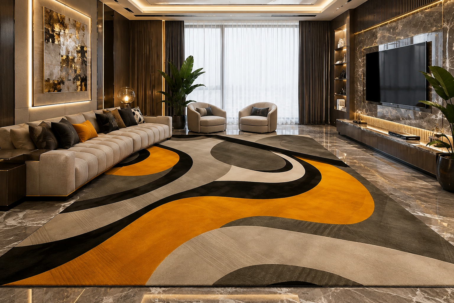 Abstract Swirl Area Rug