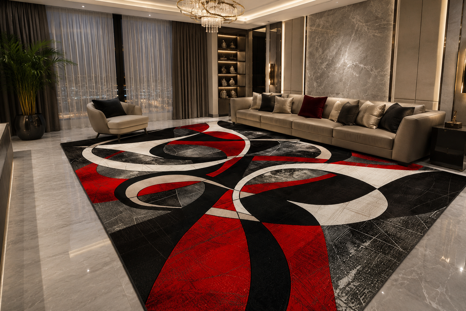 Abstract Swirl Area Rug