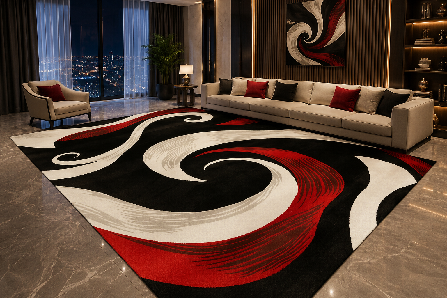 Abstract Swirl Area Rug