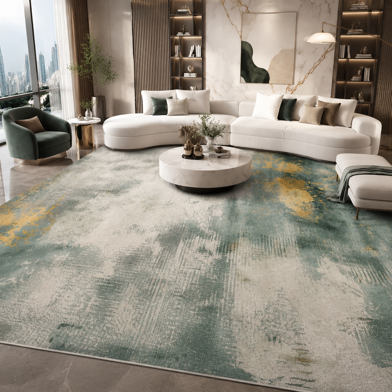 Persian Geometric Area Rug – Flannel, Non-Slip, Machine Washable