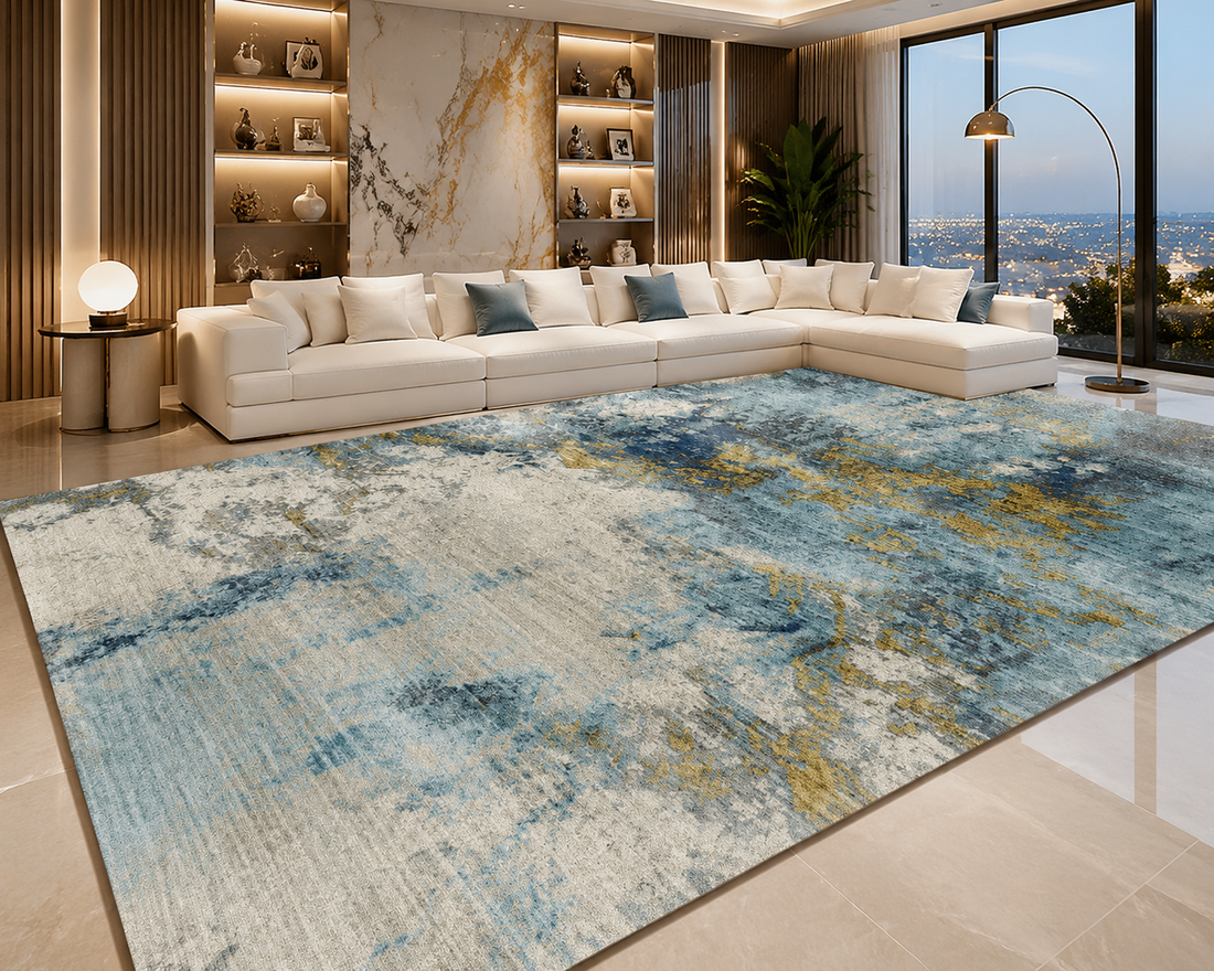 Striped Flannel Area Rug — Non-Slip, Machine Washable