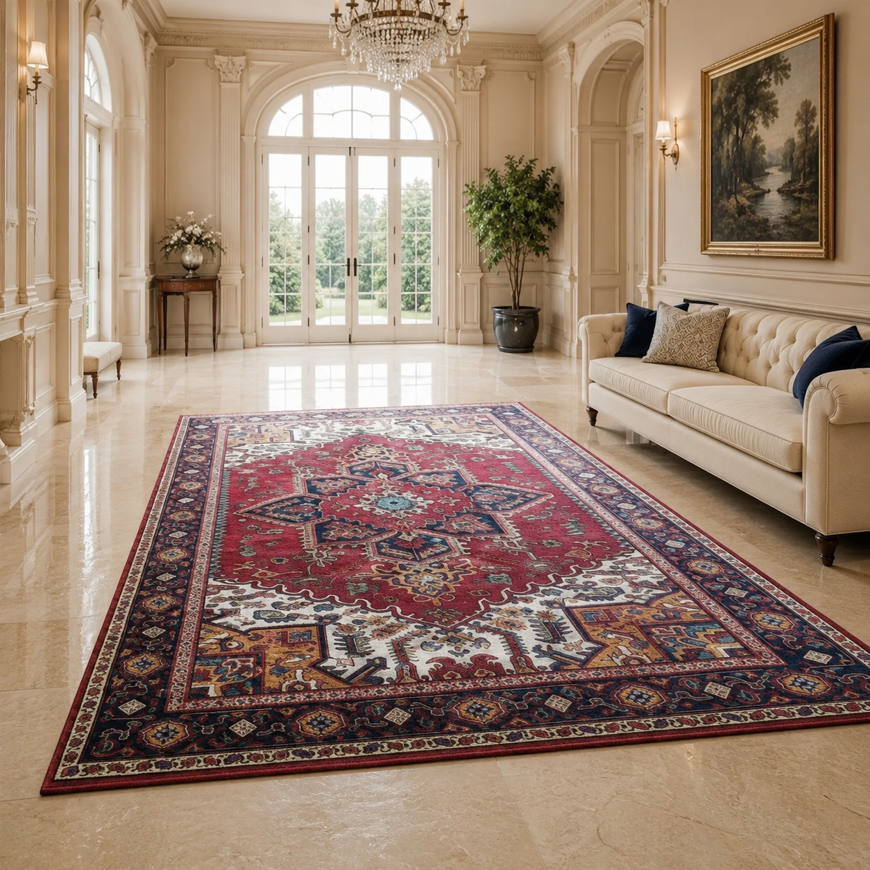 Washable Geometric Area Rug | Boho Non-Slip Floor Mat
