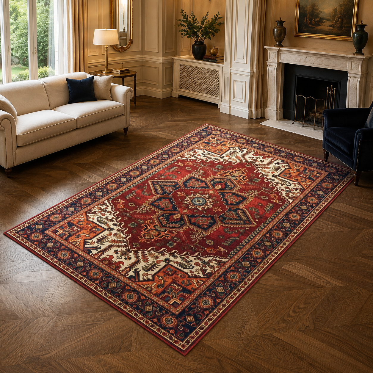 Washable Geometric Area Rug | Boho Non-Slip Floor Mat