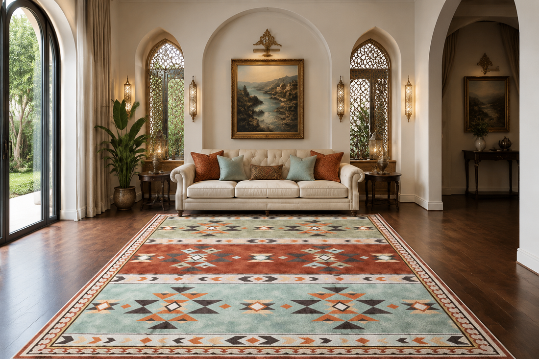 Washable Geometric Area Rug | Boho Non-Slip Floor Mat