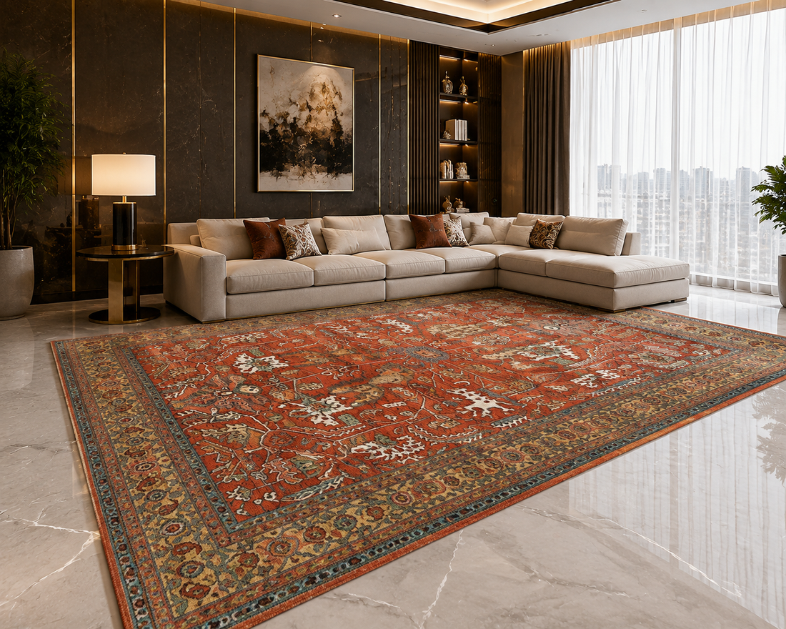 Washable Geometric Area Rug | Boho Non-Slip Floor Mat