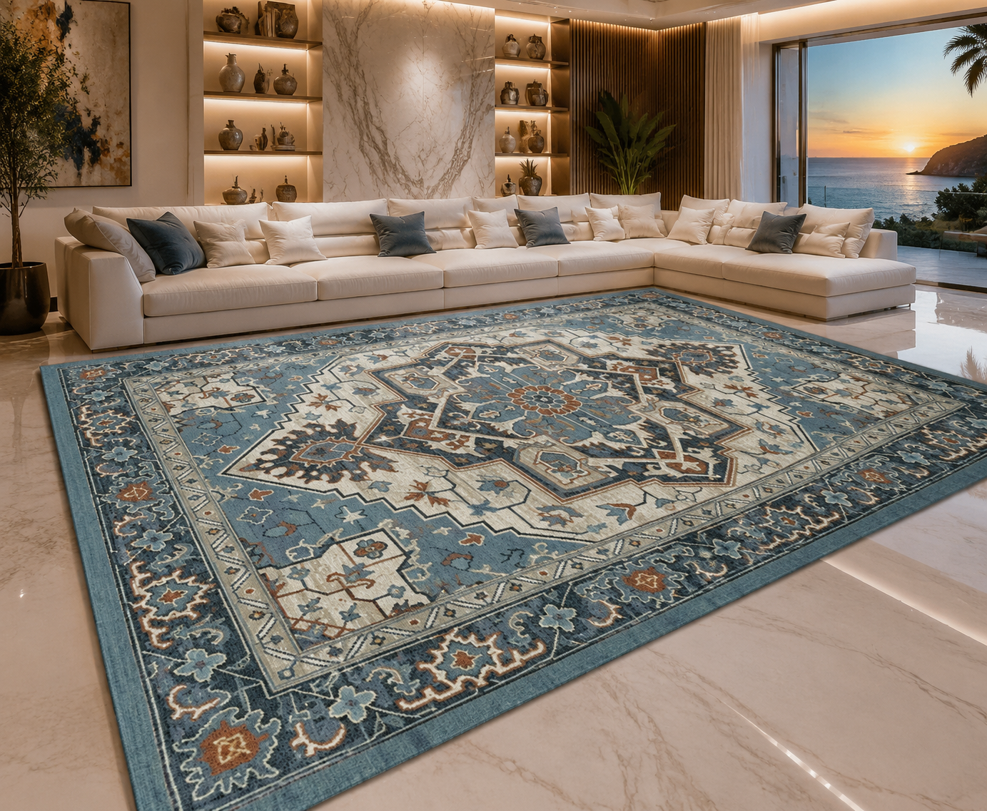 Washable Geometric Area Rug | Boho Non-Slip Floor Mat