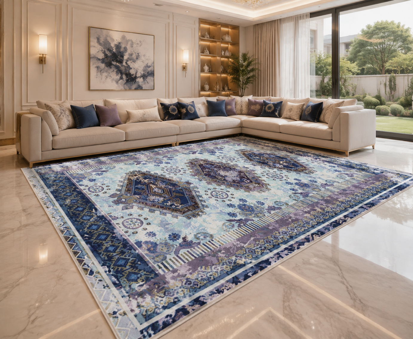 Washable Geometric Area Rug | Boho Non-Slip Floor Mat