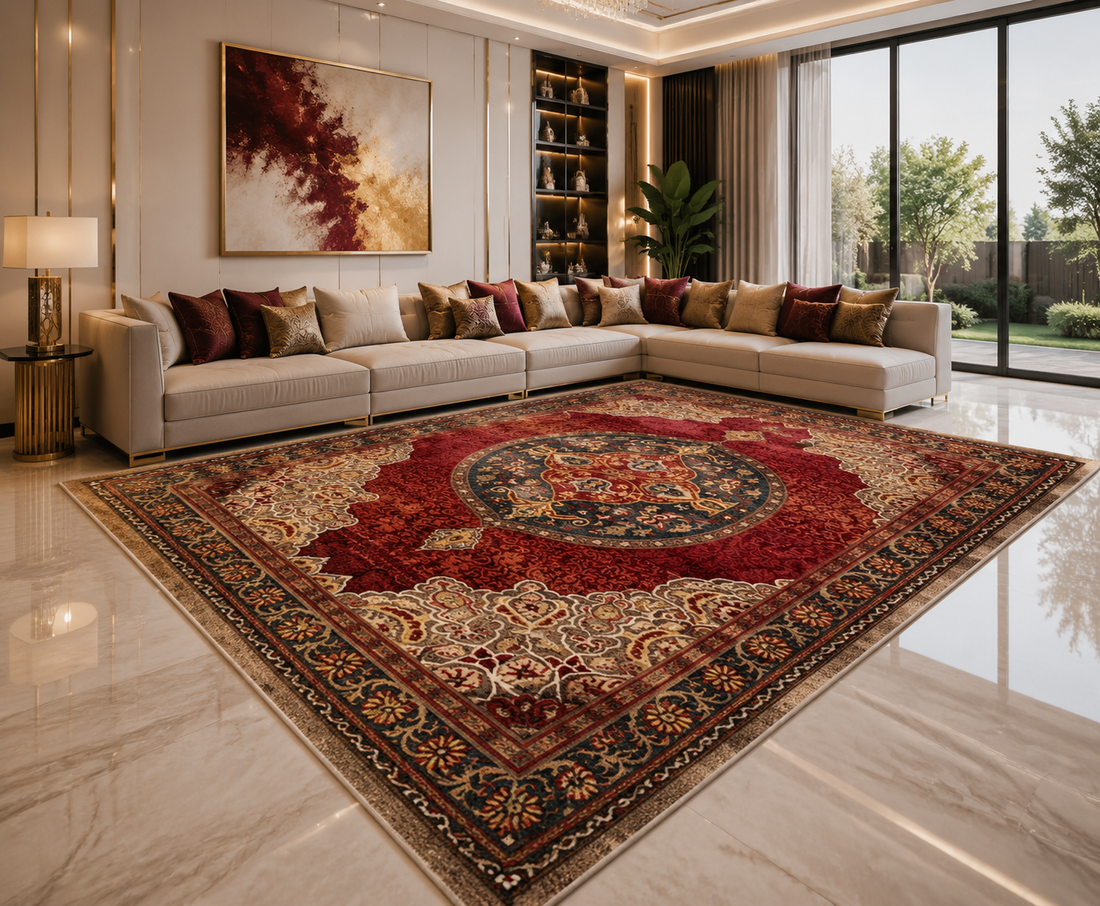 Washable Geometric Area Rug | Boho Non-Slip Floor Mat