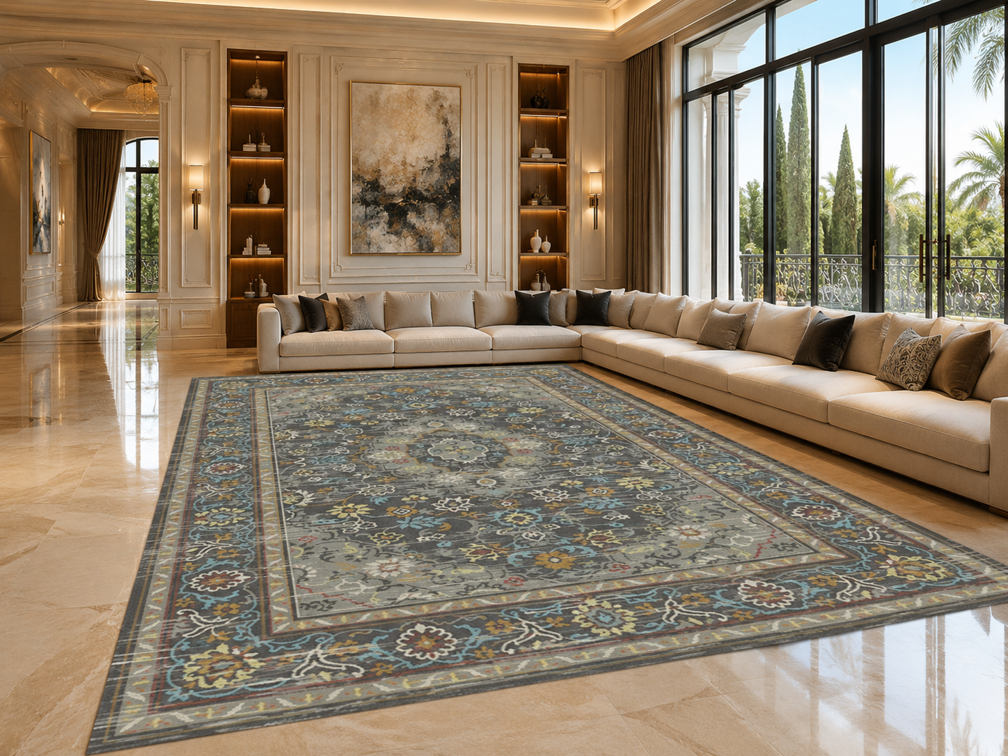 Washable Geometric Area Rug | Boho Non-Slip Floor Mat