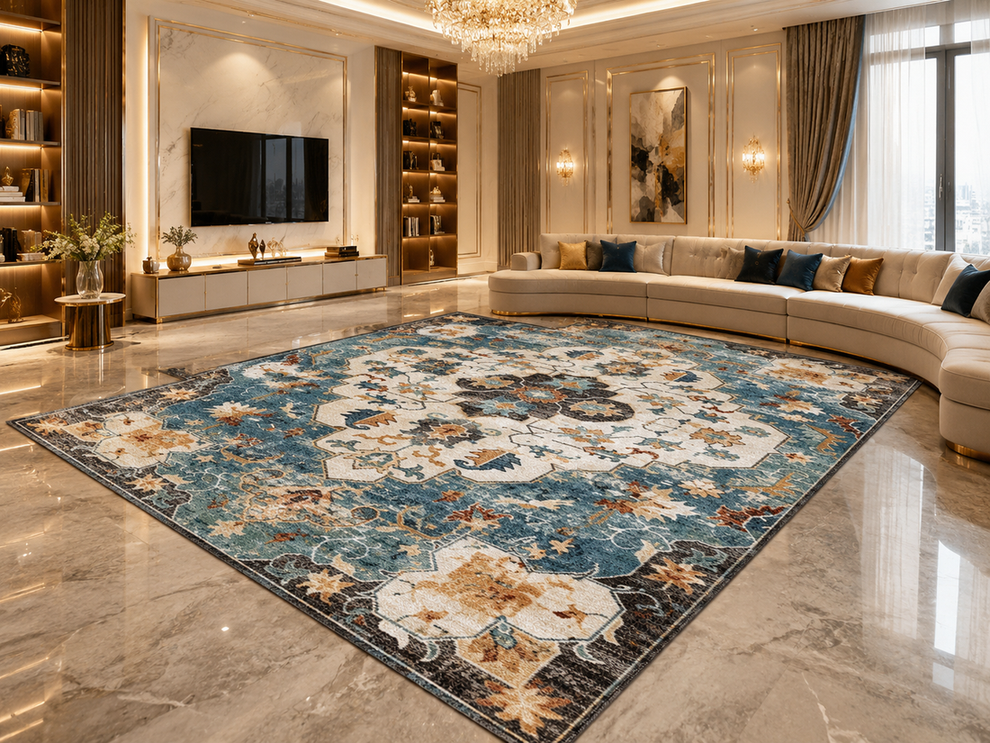 Washable Geometric Area Rug | Boho Non-Slip Floor Mat
