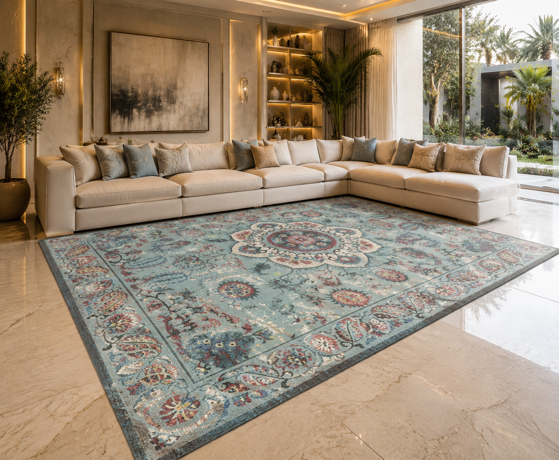 Washable Geometric Area Rug | Boho Non-Slip Floor Mat