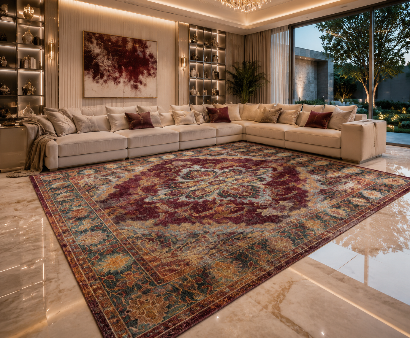Washable Geometric Area Rug | Boho Non-Slip Floor Mat