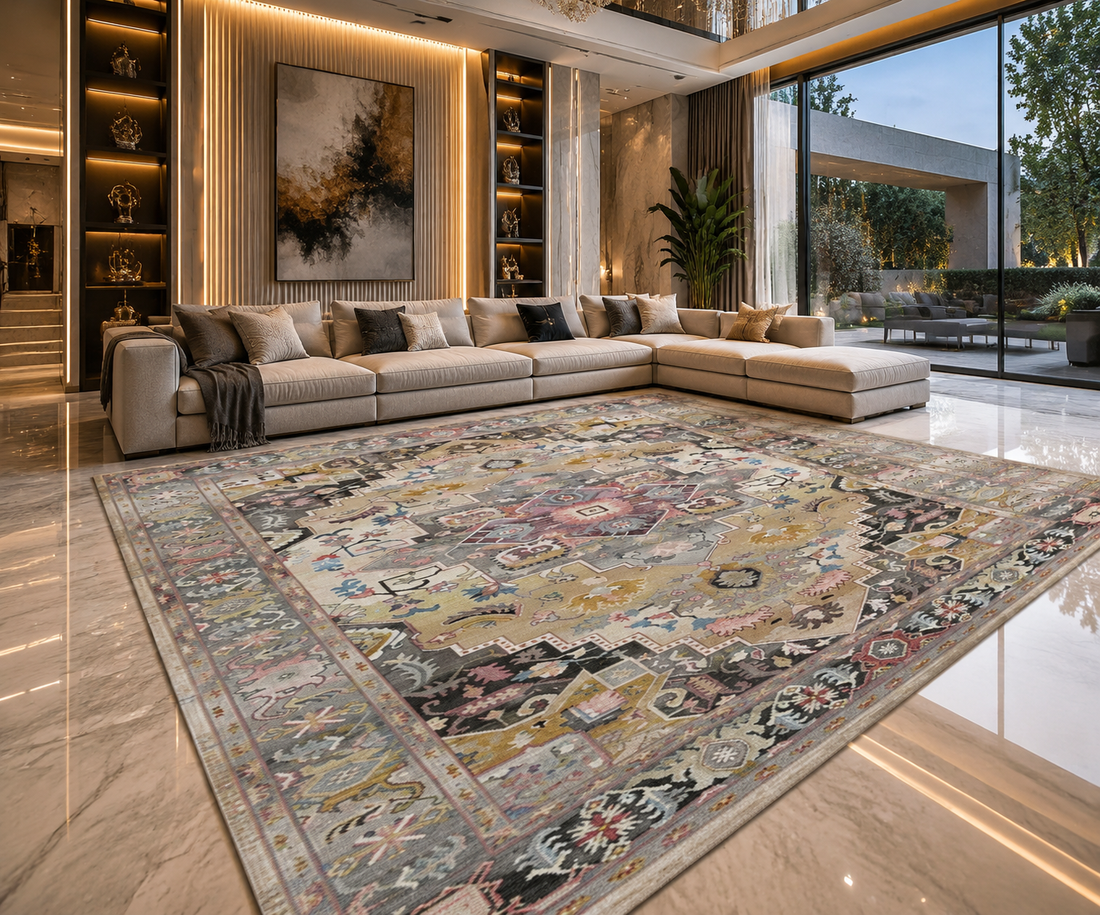 Washable Geometric Area Rug | Boho Non-Slip Floor Mat
