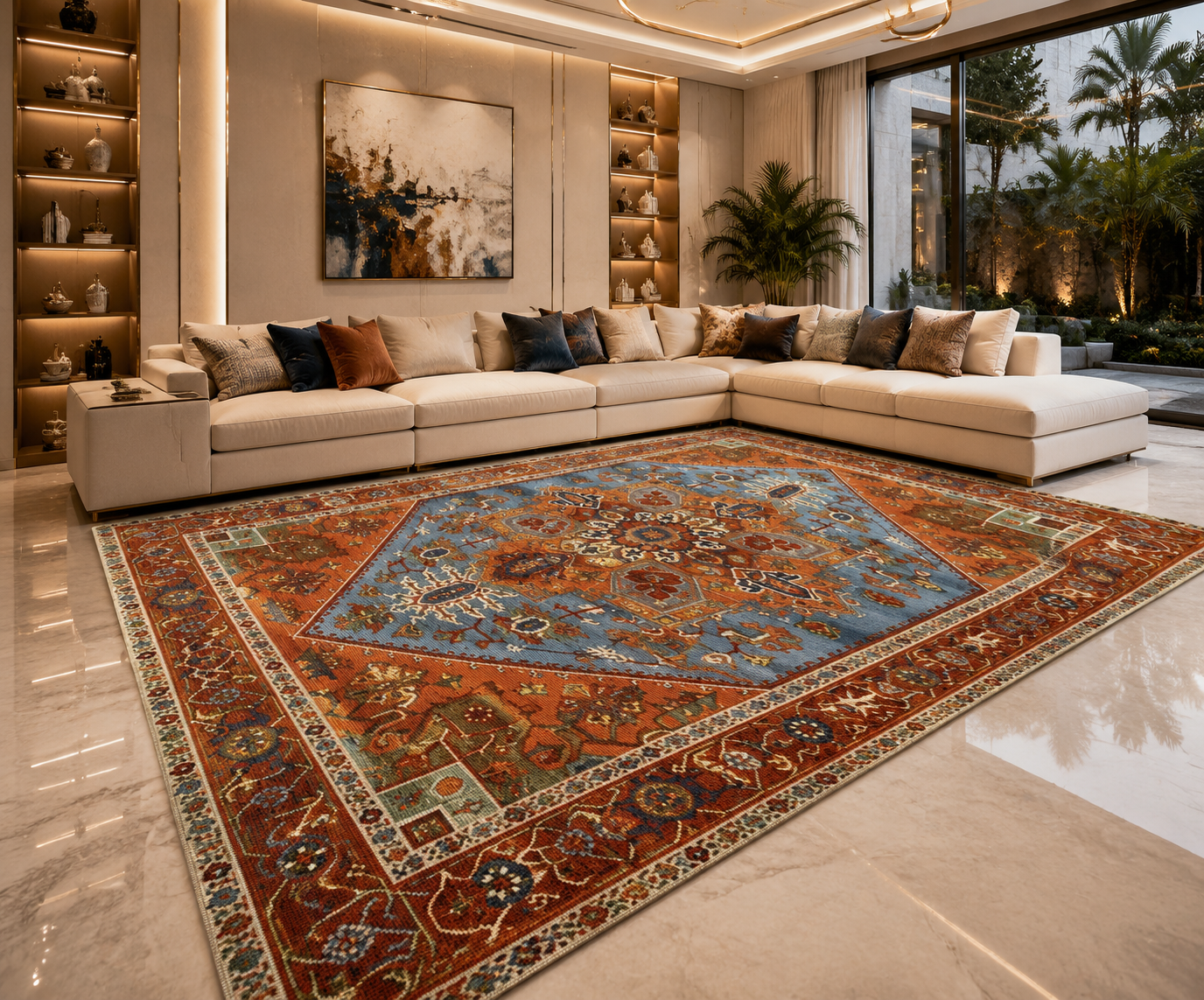Washable Geometric Area Rug | Boho Non-Slip Floor Mat