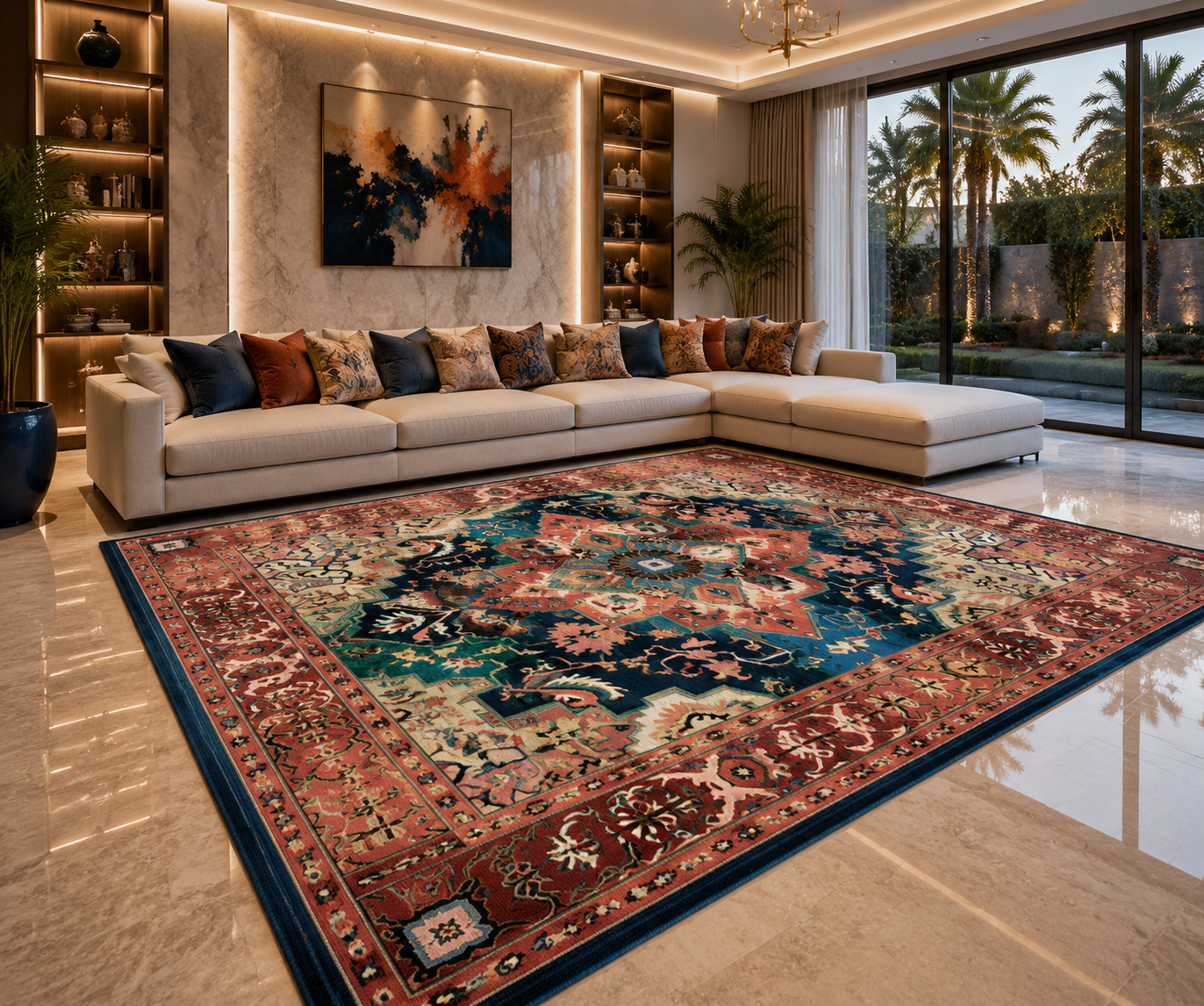 Washable Geometric Area Rug | Boho Non-Slip Floor Mat